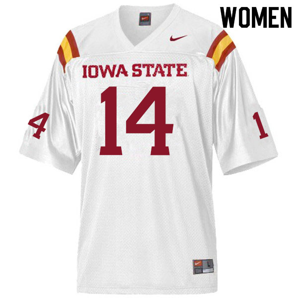 Iowa State Cyclones Women's #14 Aidan Bouman Nike NCAA Authentic White College Stitched Football Jersey EM42Q15DE